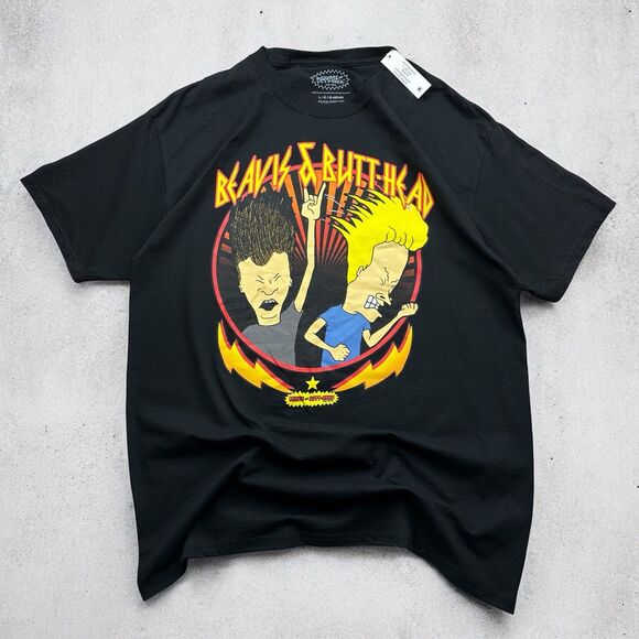 Beavis & Butt-Head “Rock Heads” Graphic T-Shirt Black Men’s L (21.5x30.5) NWT 20 - Picture 1 of 6